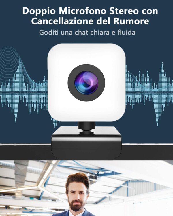 Webcam con Microfono Full HD 1080P USB - per PC e Mac - Plug & Play - Adatta a Videochiamate, Studio, Conferenza, Registrazione, Gioco e Lavoro a Casa - immagine 2